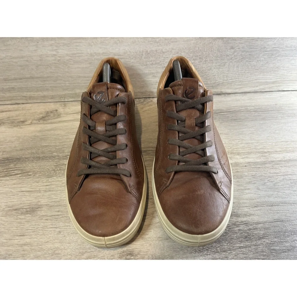 Ecco Shoes Mens Sz 8 Sneaker Soft 7 Lace Up City EU‎ 42 Brown Leather Comfort